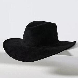 NWT Anthropologie San Diego Hat Company Black Faux Suede Fedora